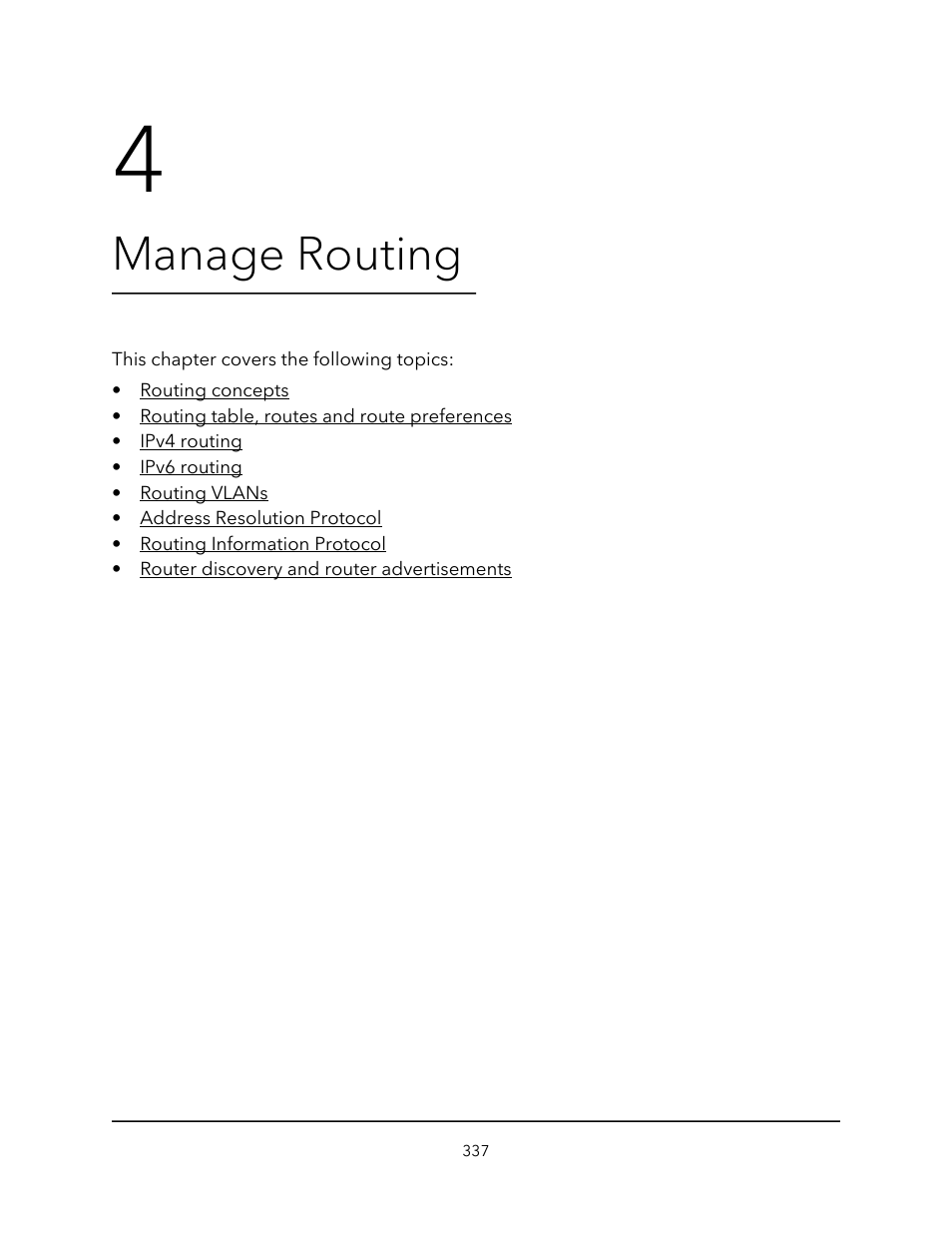 Manage routing, Chapter 4 manage routing | NETGEAR AV Line M4250 GSM4210PX 8-Port Gigabit PoE+ Compliant Managed AV Switch with SFP (220W) User Manual | Page 337 / 826