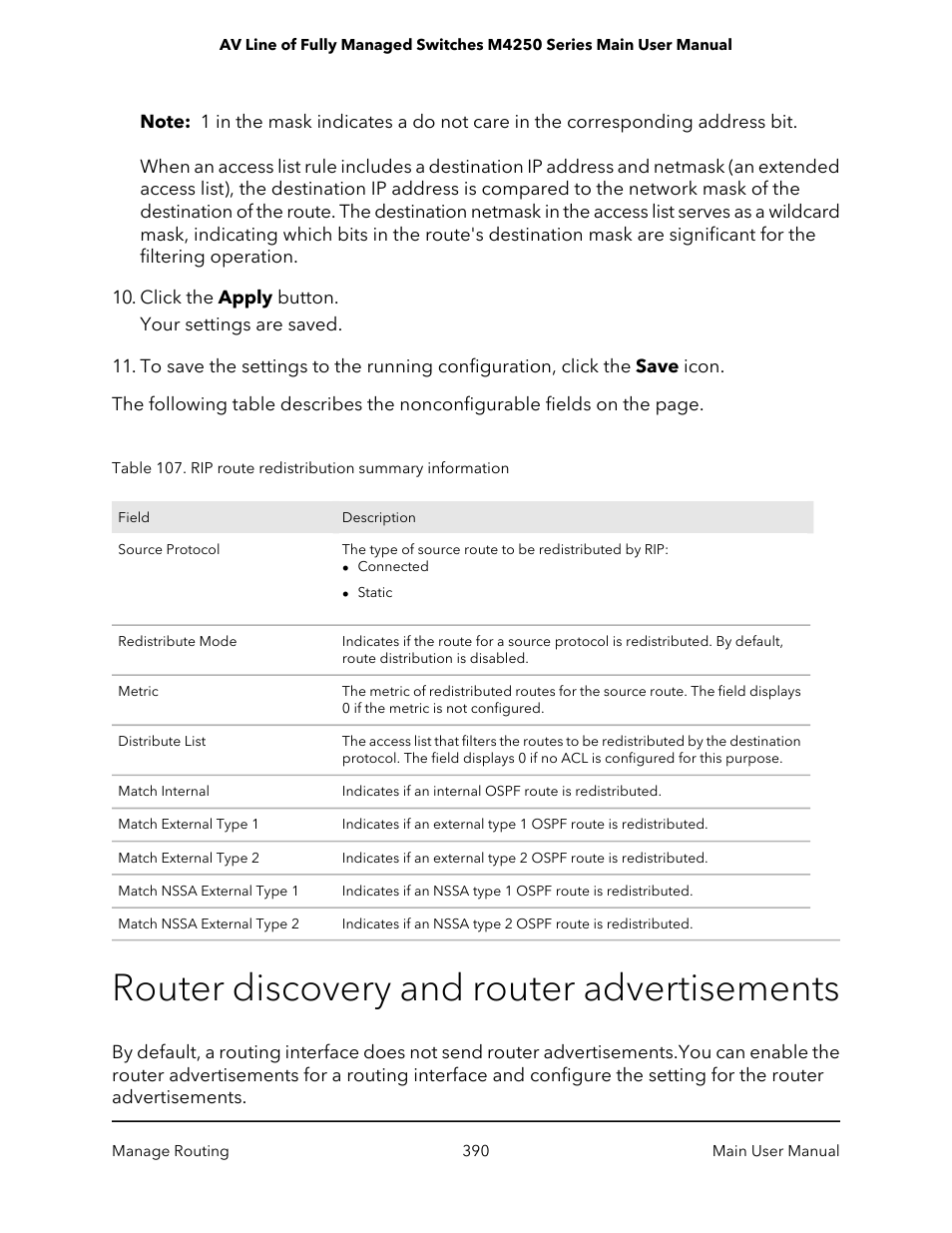 Router discovery and router advertisements | NETGEAR AV Line M4250 GSM4210PX 8-Port Gigabit PoE+ Compliant Managed AV Switch with SFP (220W) User Manual | Page 390 / 826