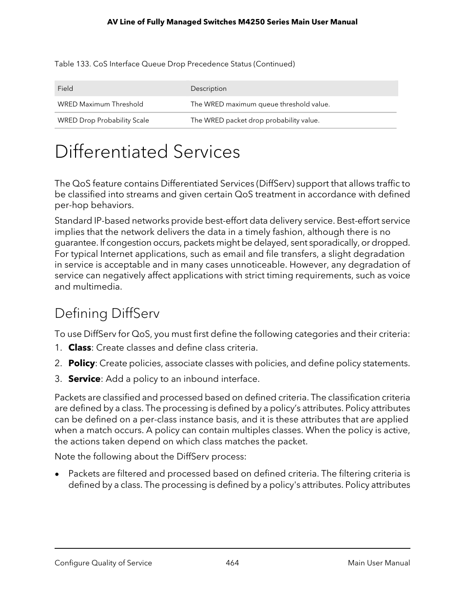 Differentiated services, Defining diffserv | NETGEAR AV Line M4250 GSM4210PX 8-Port Gigabit PoE+ Compliant Managed AV Switch with SFP (220W) User Manual | Page 464 / 826