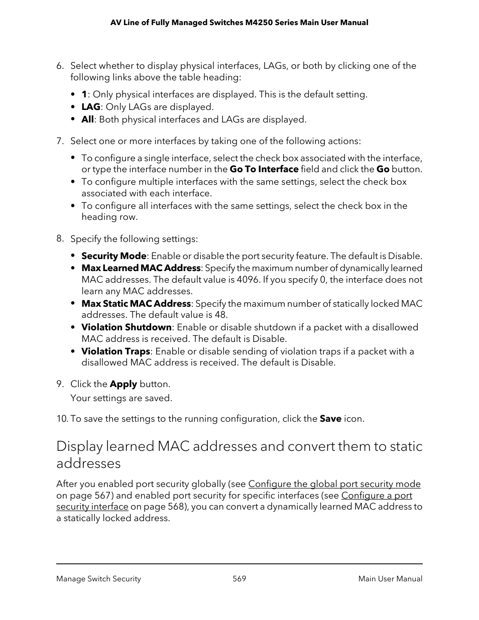 NETGEAR AV Line M4250 GSM4210PX 8-Port Gigabit PoE+ Compliant Managed AV Switch with SFP (220W) User Manual | Page 569 / 826