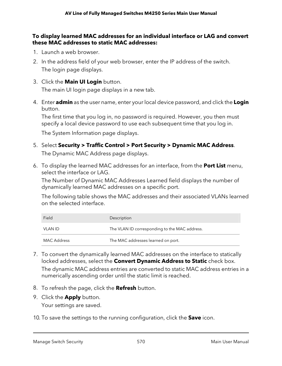 NETGEAR AV Line M4250 GSM4210PX 8-Port Gigabit PoE+ Compliant Managed AV Switch with SFP (220W) User Manual | Page 570 / 826