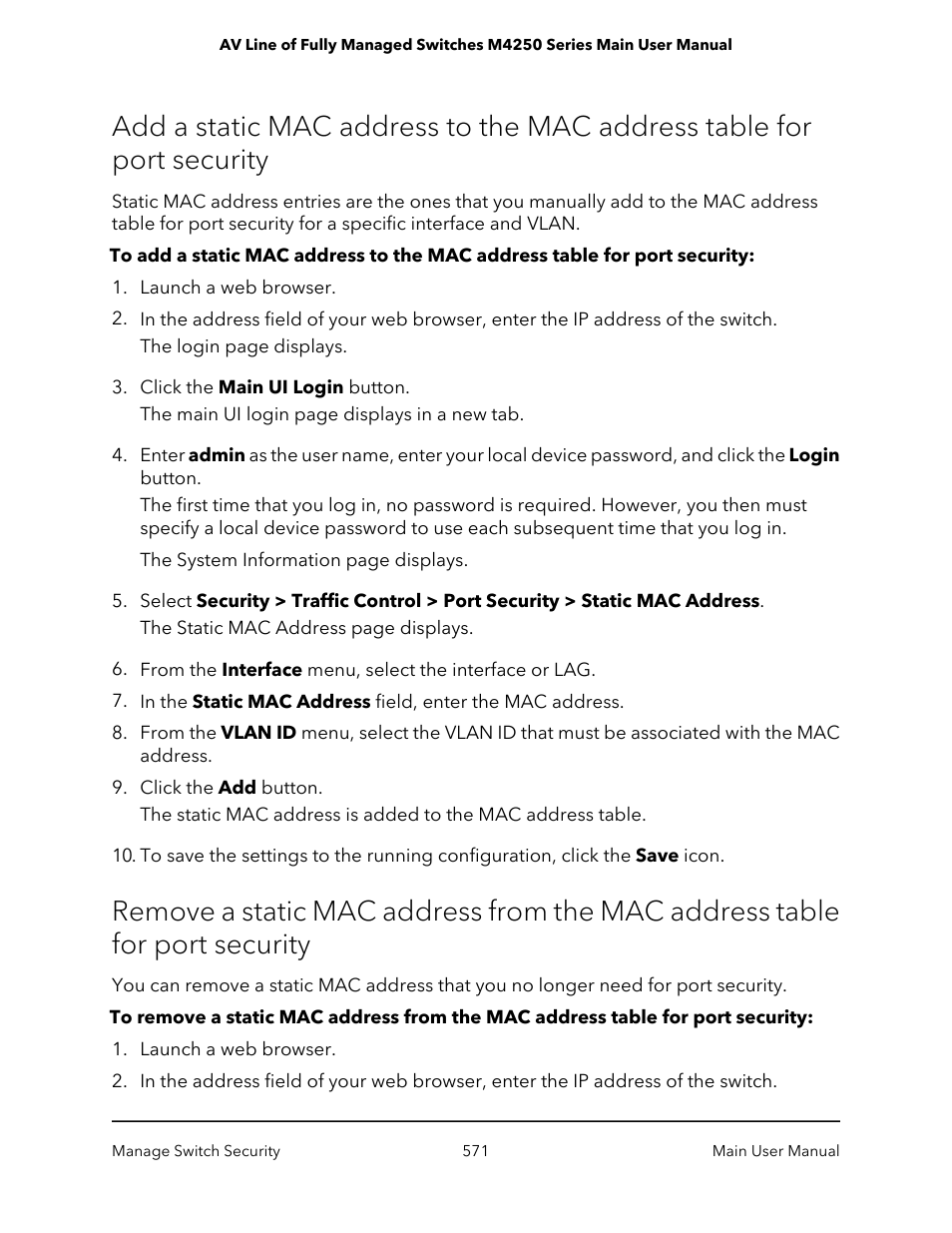 NETGEAR AV Line M4250 GSM4210PX 8-Port Gigabit PoE+ Compliant Managed AV Switch with SFP (220W) User Manual | Page 571 / 826