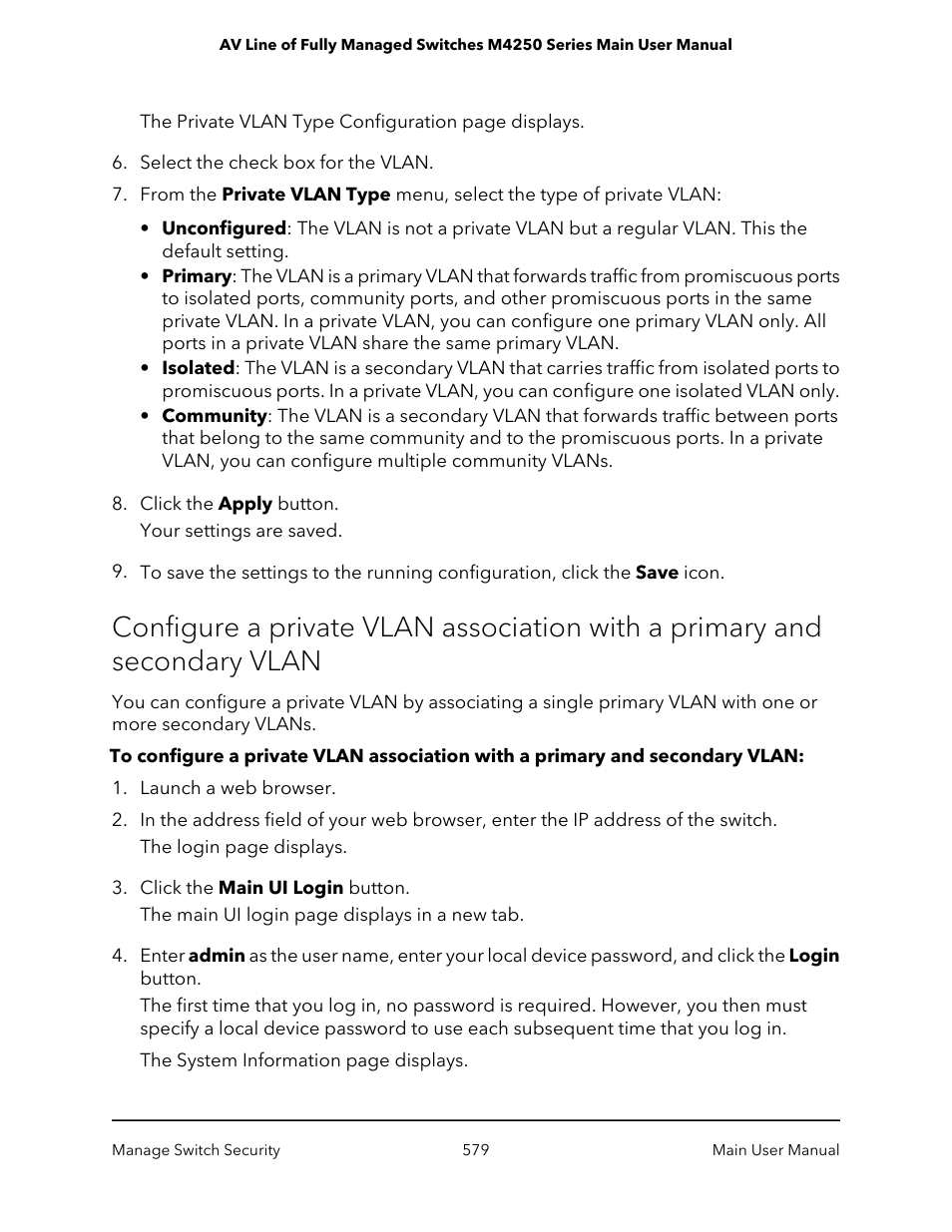 NETGEAR AV Line M4250 GSM4210PX 8-Port Gigabit PoE+ Compliant Managed AV Switch with SFP (220W) User Manual | Page 579 / 826