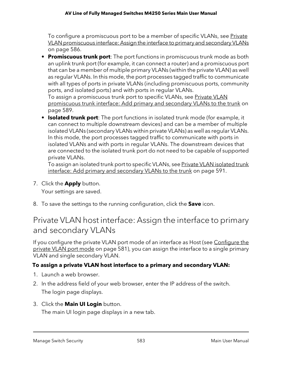 NETGEAR AV Line M4250 GSM4210PX 8-Port Gigabit PoE+ Compliant Managed AV Switch with SFP (220W) User Manual | Page 583 / 826