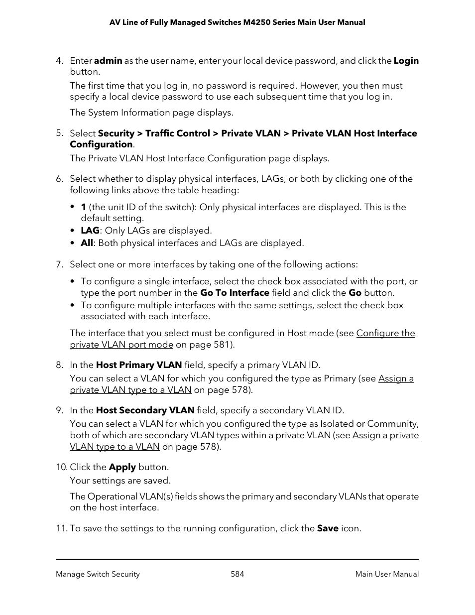 NETGEAR AV Line M4250 GSM4210PX 8-Port Gigabit PoE+ Compliant Managed AV Switch with SFP (220W) User Manual | Page 584 / 826