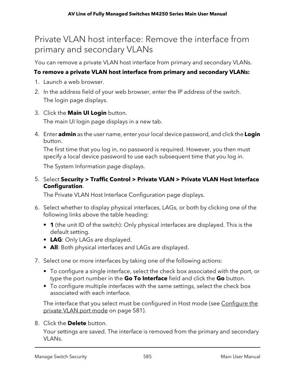 NETGEAR AV Line M4250 GSM4210PX 8-Port Gigabit PoE+ Compliant Managed AV Switch with SFP (220W) User Manual | Page 585 / 826