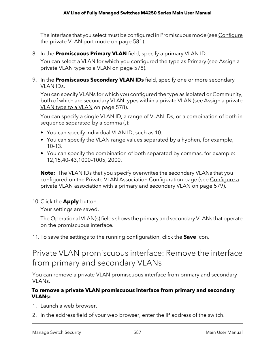 NETGEAR AV Line M4250 GSM4210PX 8-Port Gigabit PoE+ Compliant Managed AV Switch with SFP (220W) User Manual | Page 587 / 826