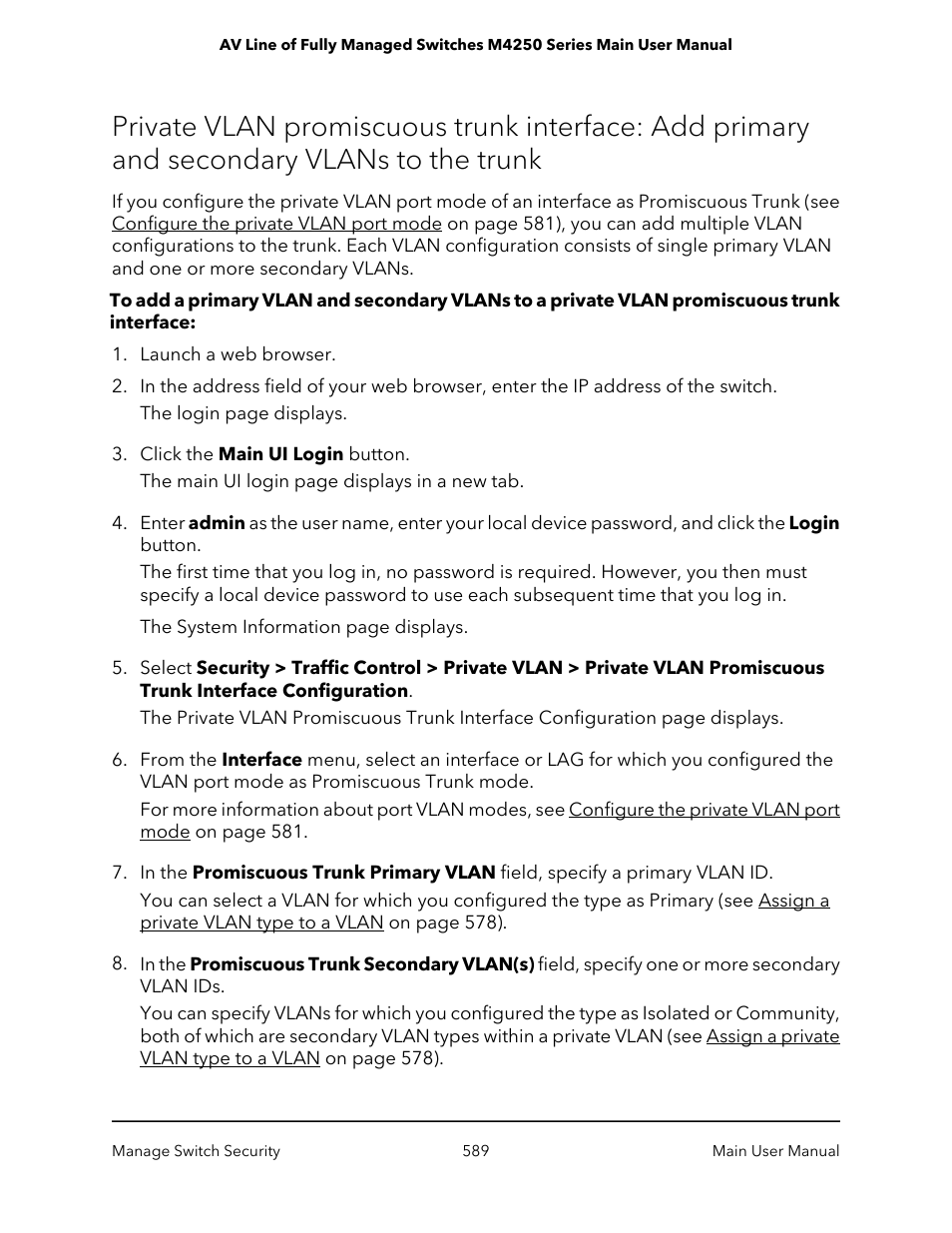 The trunk | NETGEAR AV Line M4250 GSM4210PX 8-Port Gigabit PoE+ Compliant Managed AV Switch with SFP (220W) User Manual | Page 589 / 826