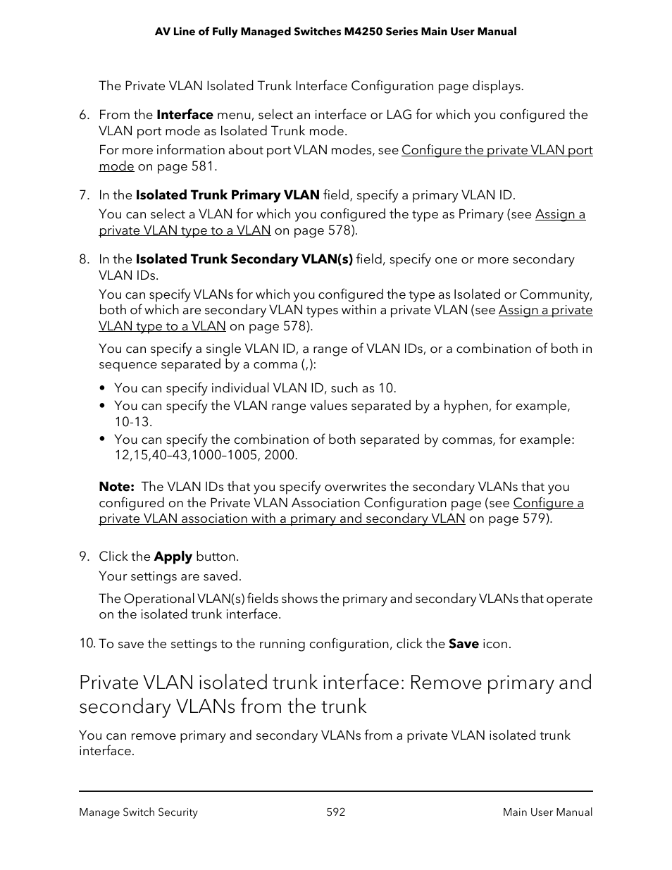 NETGEAR AV Line M4250 GSM4210PX 8-Port Gigabit PoE+ Compliant Managed AV Switch with SFP (220W) User Manual | Page 592 / 826