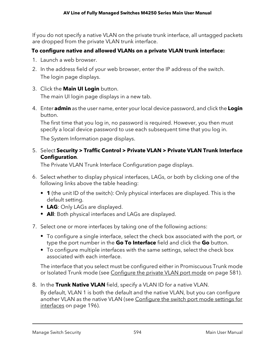 NETGEAR AV Line M4250 GSM4210PX 8-Port Gigabit PoE+ Compliant Managed AV Switch with SFP (220W) User Manual | Page 594 / 826