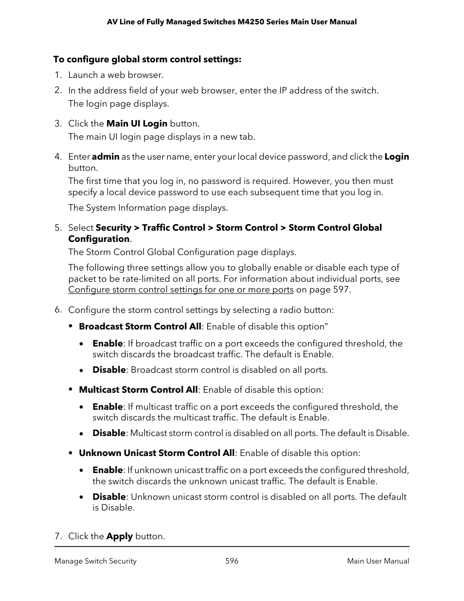 NETGEAR AV Line M4250 GSM4210PX 8-Port Gigabit PoE+ Compliant Managed AV Switch with SFP (220W) User Manual | Page 596 / 826