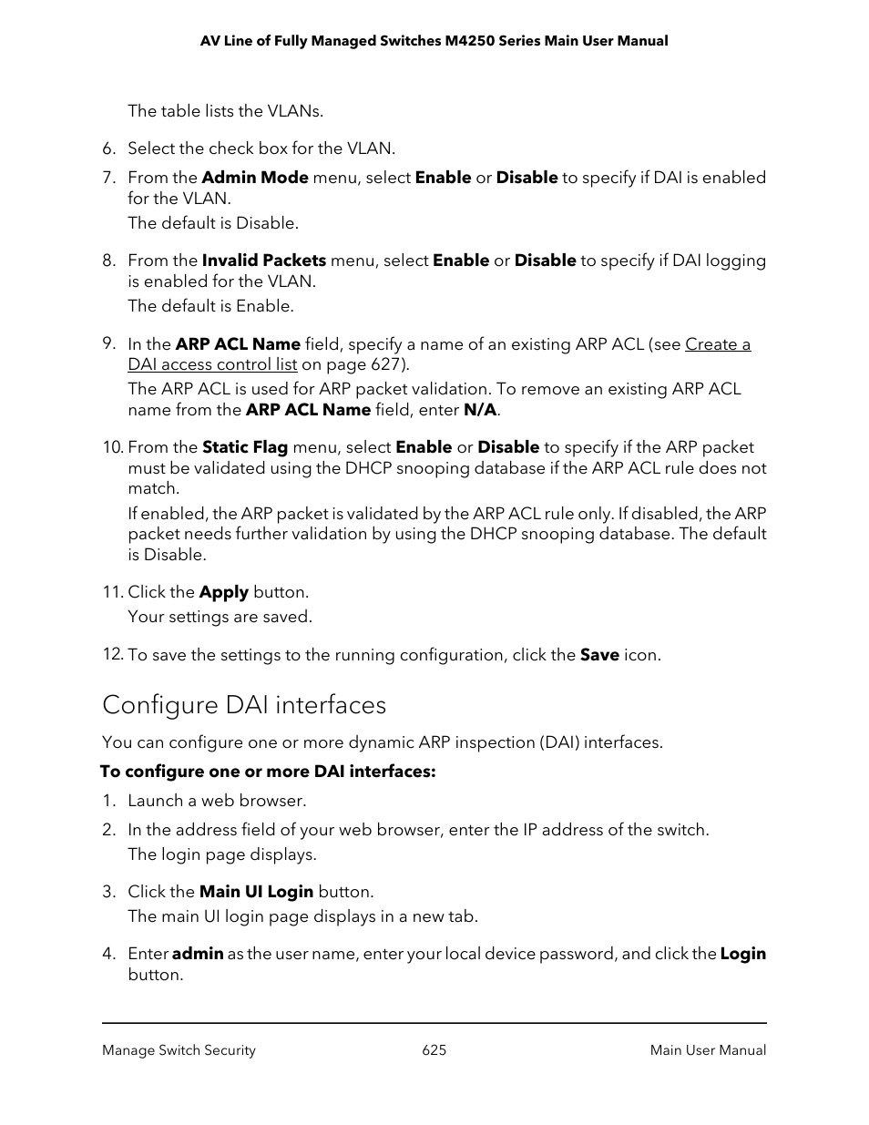 Configure dai interfaces | NETGEAR AV Line M4250 GSM4210PX 8-Port Gigabit PoE+ Compliant Managed AV Switch with SFP (220W) User Manual | Page 625 / 826