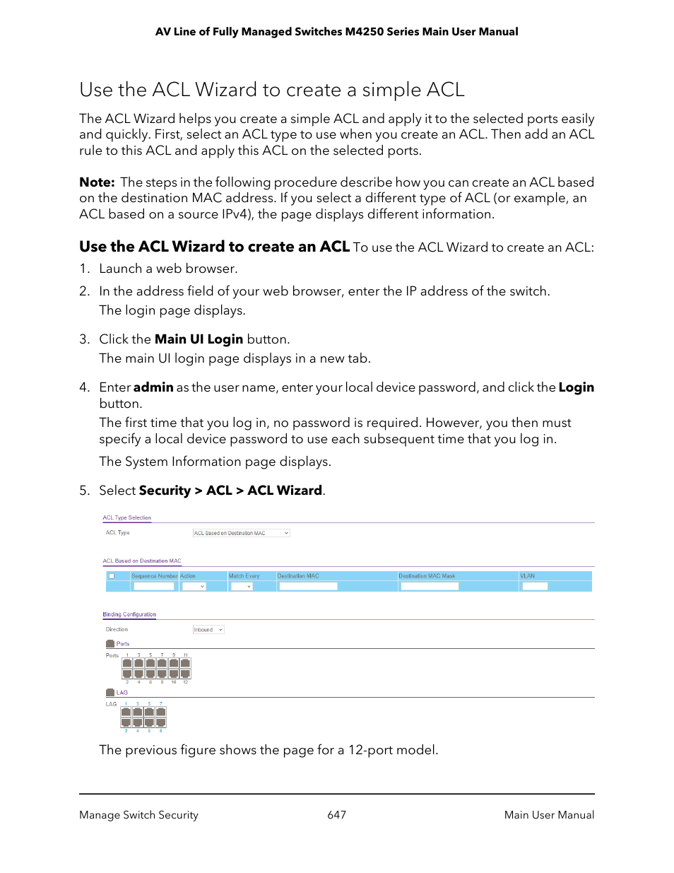 Use the acl wizard to create a simple acl, Use the acl wizard to create an acl | NETGEAR AV Line M4250 GSM4210PX 8-Port Gigabit PoE+ Compliant Managed AV Switch with SFP (220W) User Manual | Page 647 / 826