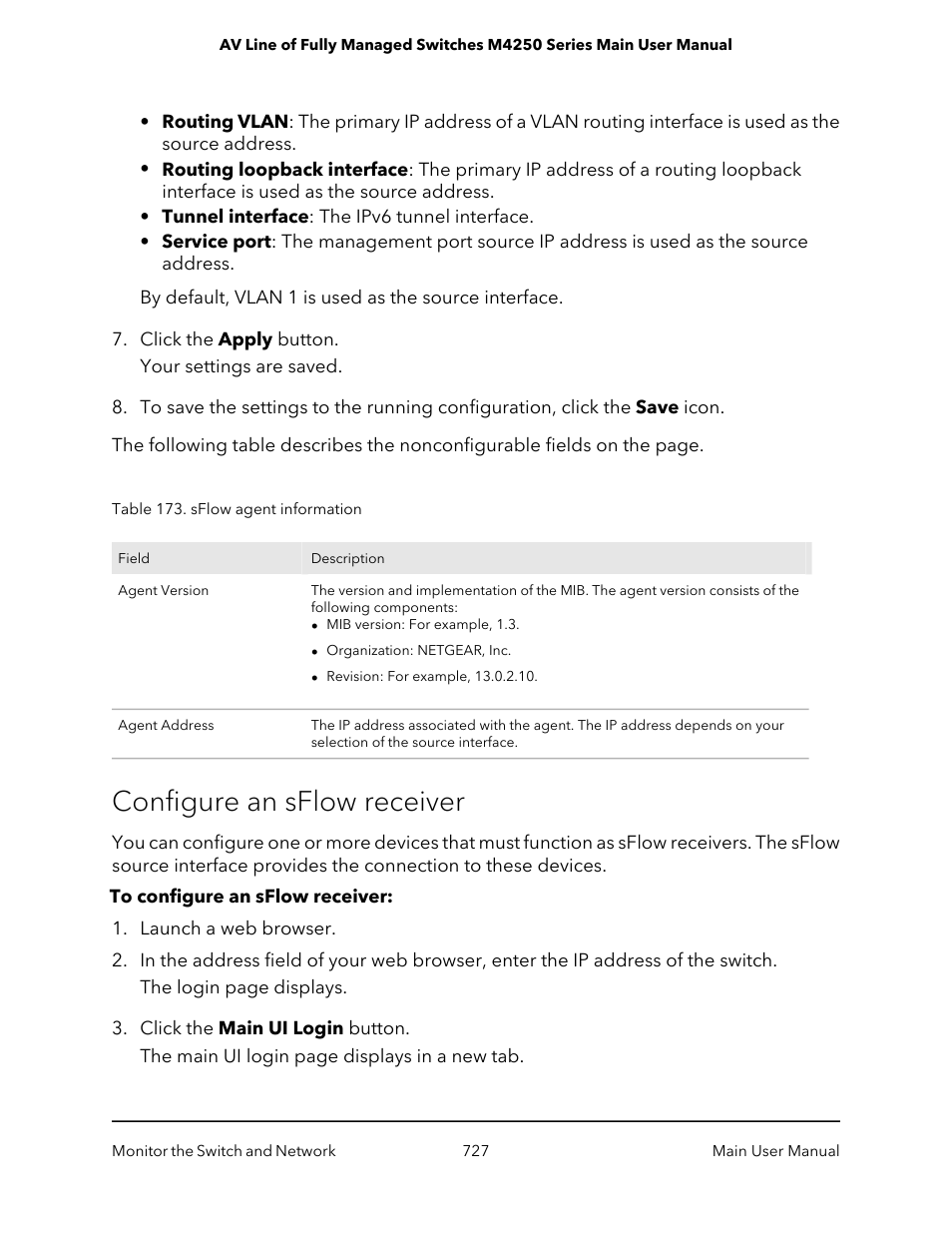 Configure an sflow receiver | NETGEAR AV Line M4250 GSM4210PX 8-Port Gigabit PoE+ Compliant Managed AV Switch with SFP (220W) User Manual | Page 727 / 826