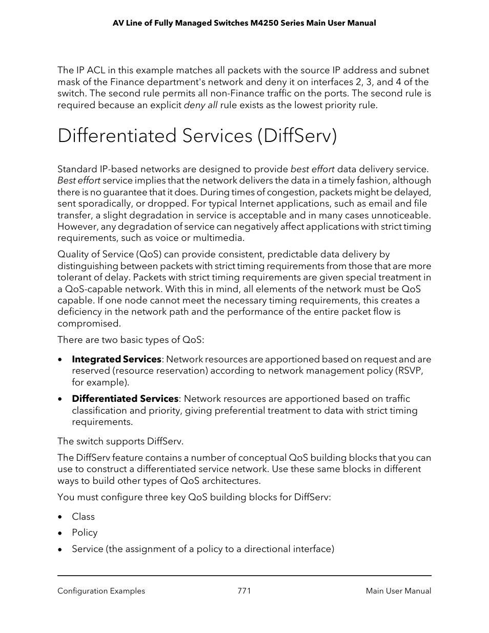 Differentiated services (diffserv) | NETGEAR AV Line M4250 GSM4210PX 8-Port Gigabit PoE+ Compliant Managed AV Switch with SFP (220W) User Manual | Page 771 / 826