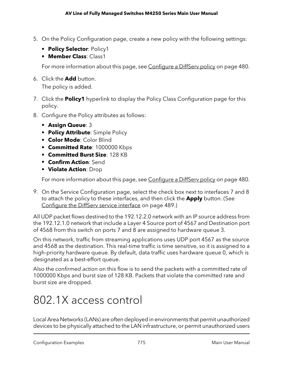 1x access control | NETGEAR AV Line M4250 GSM4210PX 8-Port Gigabit PoE+ Compliant Managed AV Switch with SFP (220W) User Manual | Page 775 / 826