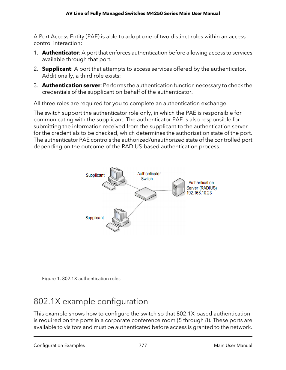 1x example configuration | NETGEAR AV Line M4250 GSM4210PX 8-Port Gigabit PoE+ Compliant Managed AV Switch with SFP (220W) User Manual | Page 777 / 826