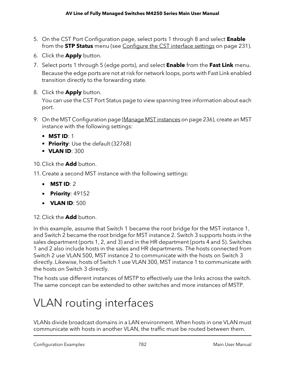 Vlan routing interfaces | NETGEAR AV Line M4250 GSM4210PX 8-Port Gigabit PoE+ Compliant Managed AV Switch with SFP (220W) User Manual | Page 782 / 826