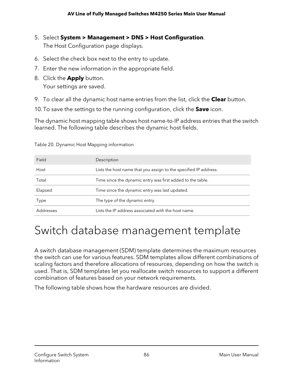 Switch database management template | NETGEAR AV Line M4250 GSM4210PX 8-Port Gigabit PoE+ Compliant Managed AV Switch with SFP (220W) User Manual | Page 86 / 826