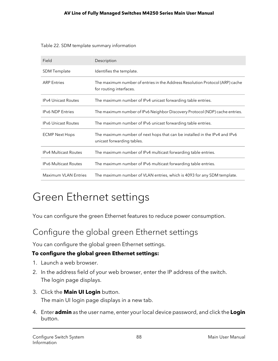 Green ethernet settings, Configure the global green ethernet settings | NETGEAR AV Line M4250 GSM4210PX 8-Port Gigabit PoE+ Compliant Managed AV Switch with SFP (220W) User Manual | Page 88 / 826