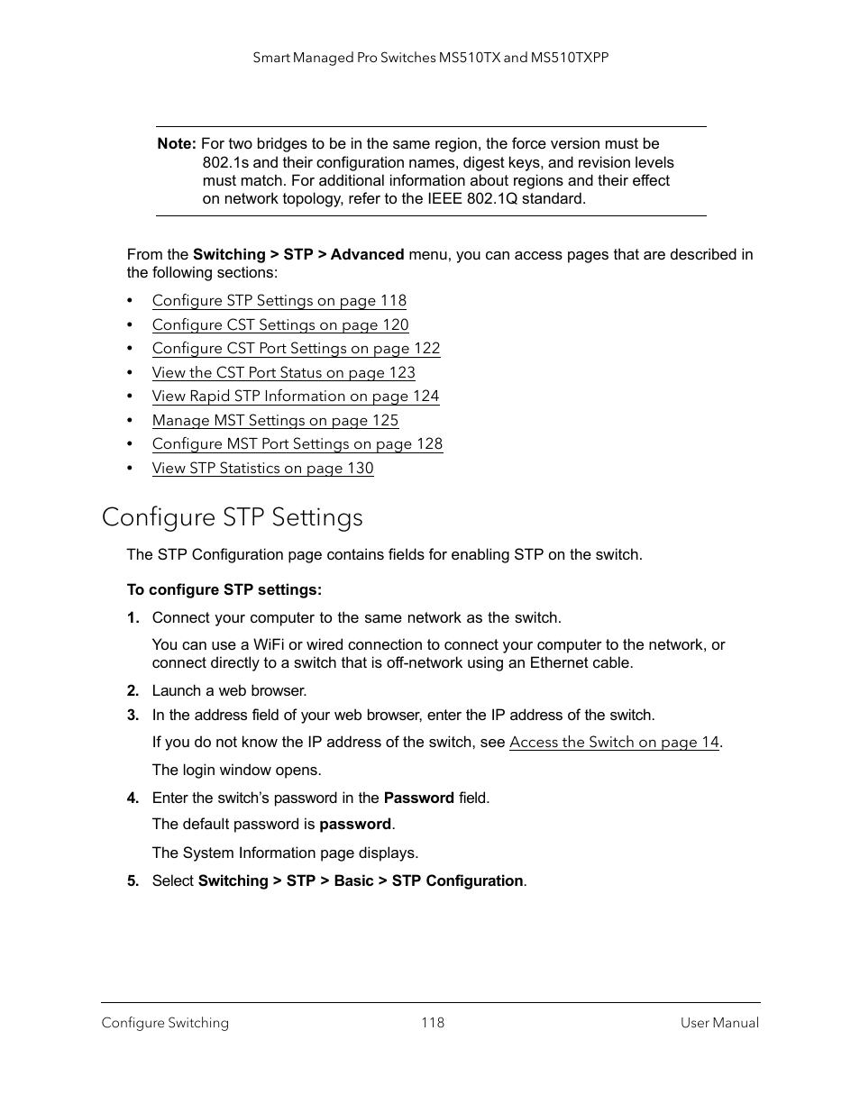 Configure stp settings | NETGEAR MS510TXPP 8 Port Gigabit PoE Managed Switch User Manual | Page 118 / 355