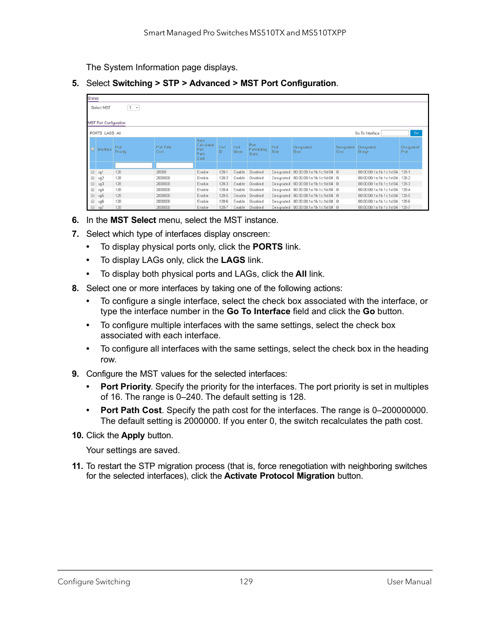 NETGEAR MS510TXPP 8 Port Gigabit PoE Managed Switch User Manual | Page 129 / 355