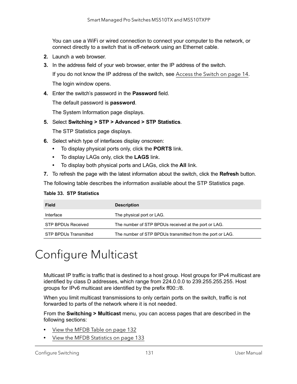 Configure multicast | NETGEAR MS510TXPP 8 Port Gigabit PoE Managed Switch User Manual | Page 131 / 355