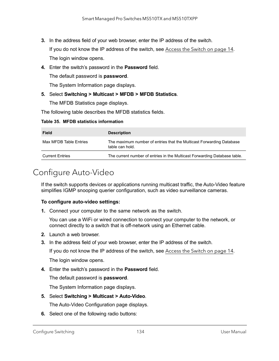 Configure auto-video | NETGEAR MS510TXPP 8 Port Gigabit PoE Managed Switch User Manual | Page 134 / 355