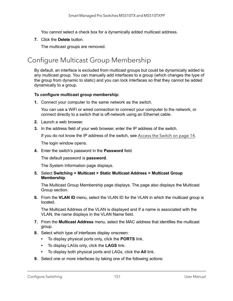 Configure multicast group membership, Configure | NETGEAR MS510TXPP 8 Port Gigabit PoE Managed Switch User Manual | Page 151 / 355