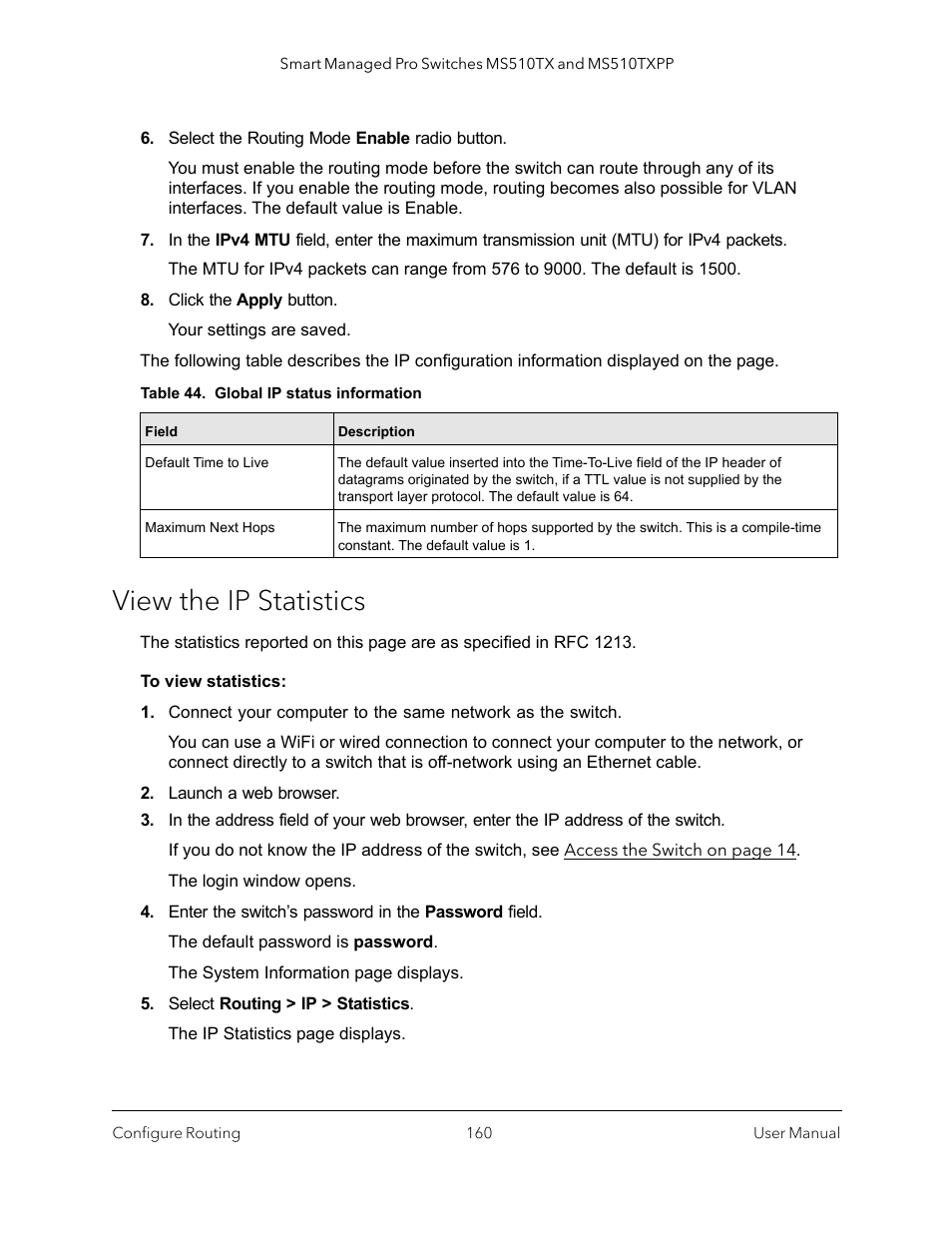 View the ip statistics | NETGEAR MS510TXPP 8 Port Gigabit PoE Managed Switch User Manual | Page 160 / 355