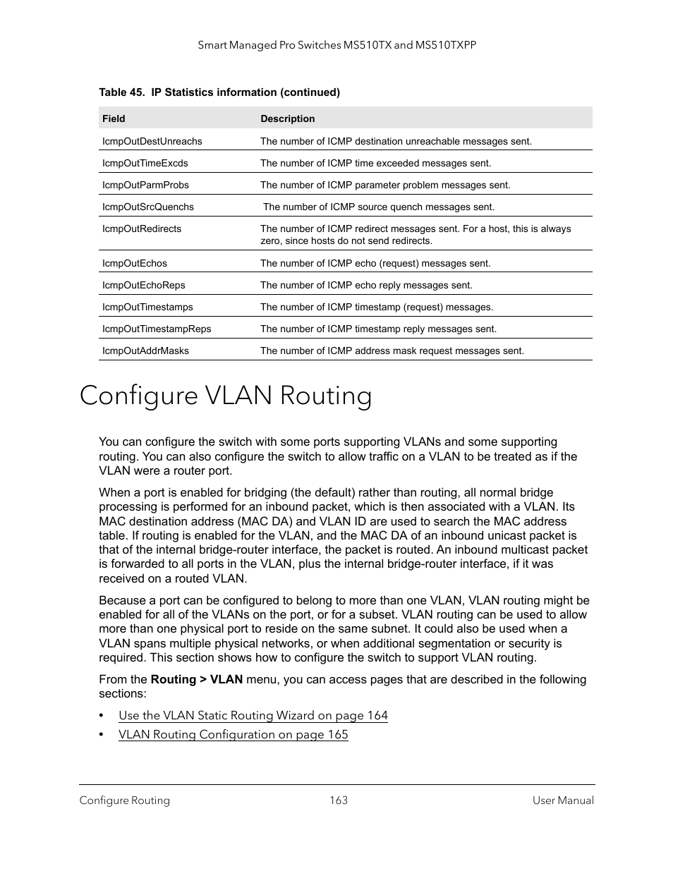 Configure vlan routing | NETGEAR MS510TXPP 8 Port Gigabit PoE Managed Switch User Manual | Page 163 / 355