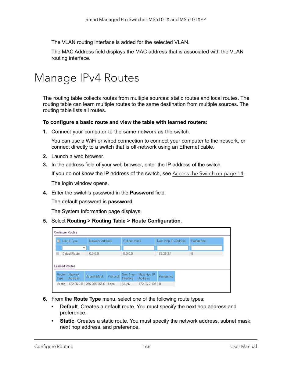 Manage ipv4 routes | NETGEAR MS510TXPP 8 Port Gigabit PoE Managed Switch User Manual | Page 166 / 355