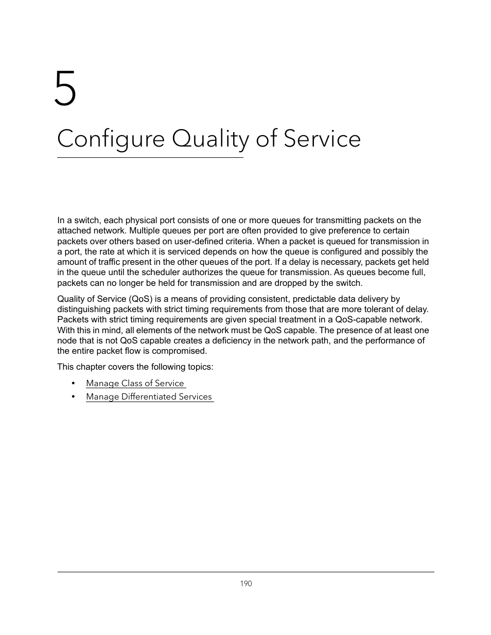 5 configure quality of service, Chapter 5, Configure quality of service | NETGEAR MS510TXPP 8 Port Gigabit PoE Managed Switch User Manual | Page 190 / 355