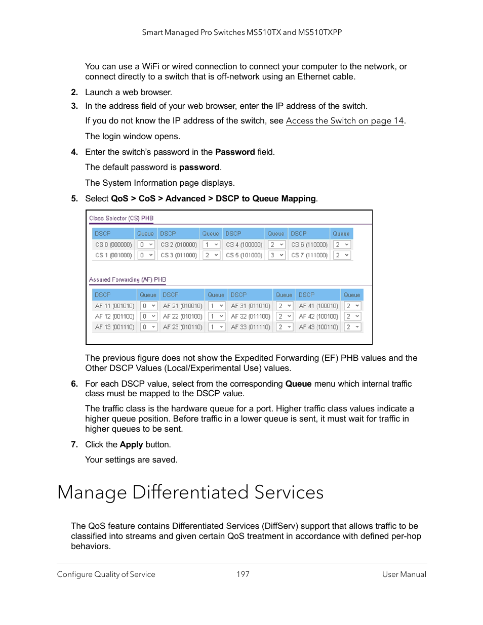 Manage differentiated services | NETGEAR MS510TXPP 8 Port Gigabit PoE Managed Switch User Manual | Page 197 / 355