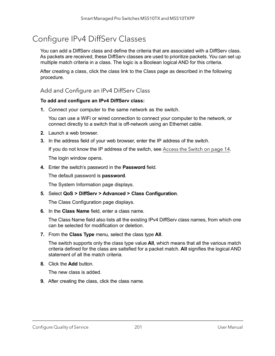 Configure ipv4 diffserv classes | NETGEAR MS510TXPP 8 Port Gigabit PoE Managed Switch User Manual | Page 201 / 355