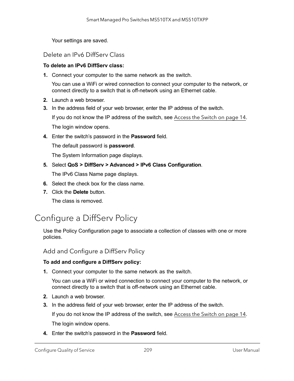 Configure a diffserv policy | NETGEAR MS510TXPP 8 Port Gigabit PoE Managed Switch User Manual | Page 209 / 355