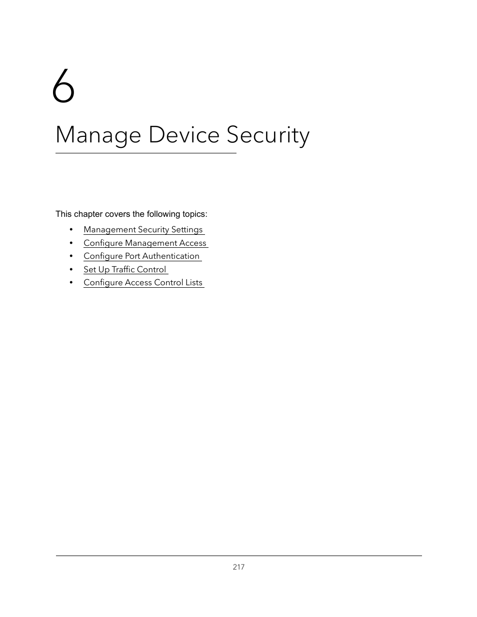 6 manage device security, Chapter 6, Manage device security | NETGEAR MS510TXPP 8 Port Gigabit PoE Managed Switch User Manual | Page 217 / 355