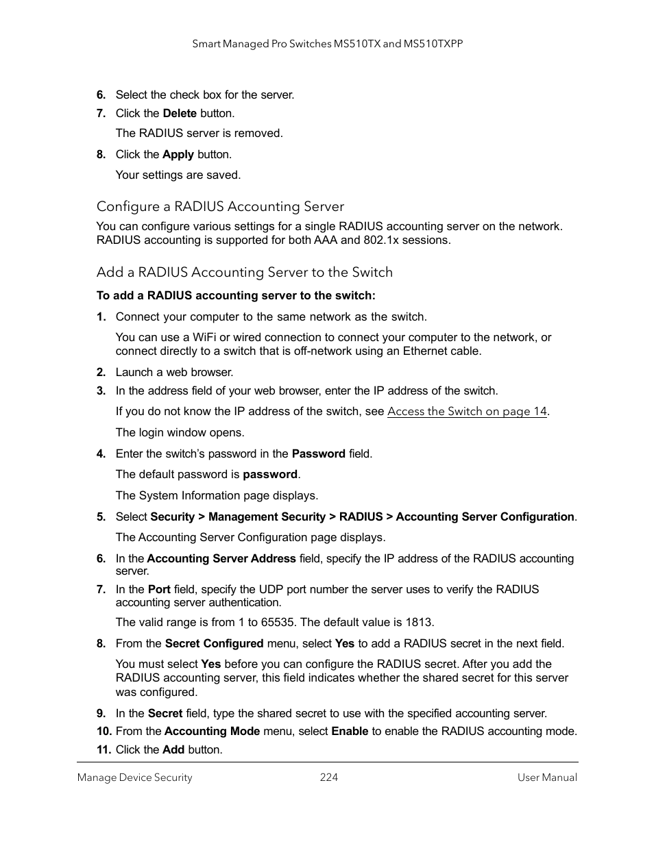 NETGEAR MS510TXPP 8 Port Gigabit PoE Managed Switch User Manual | Page 224 / 355