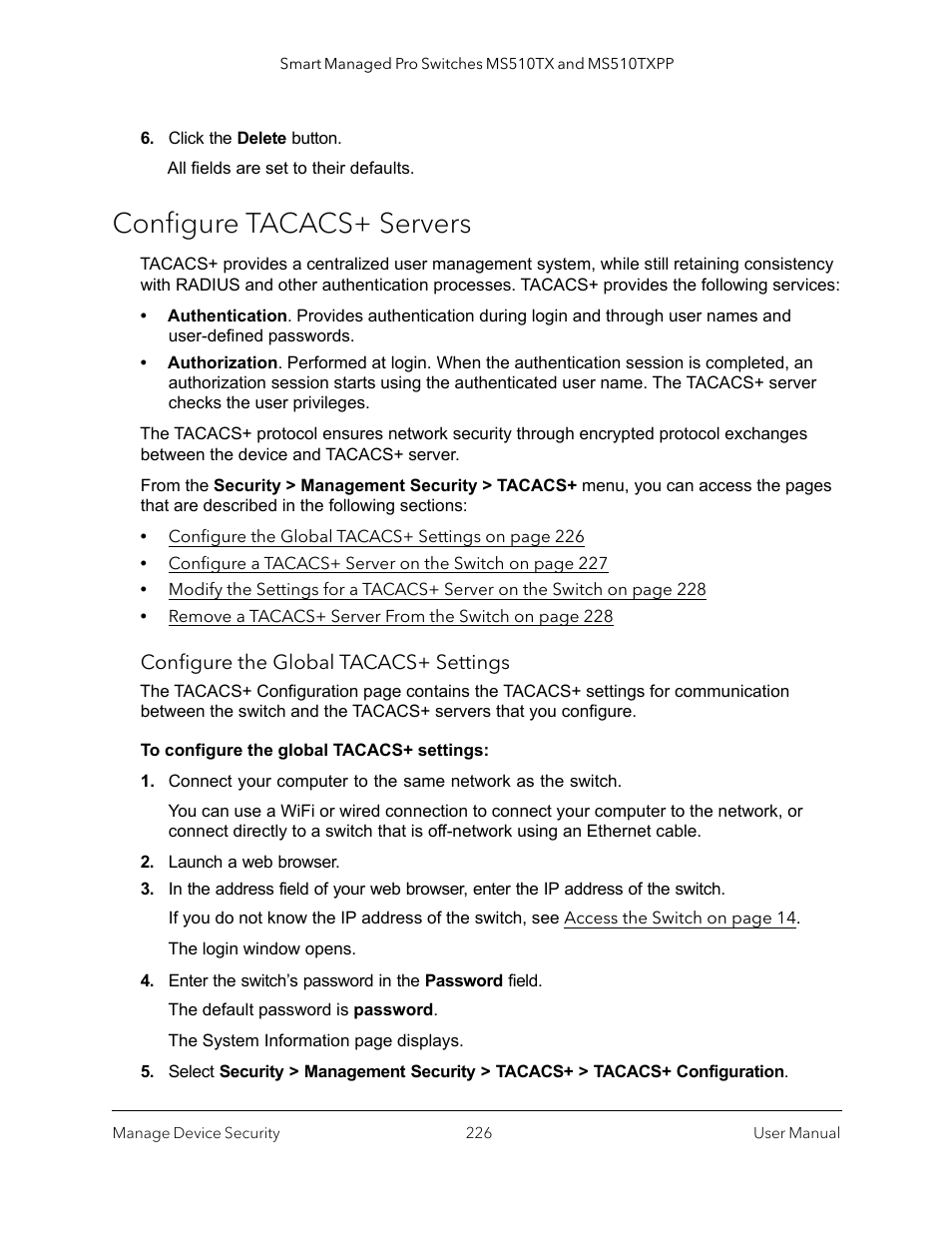 Configure tacacs+ servers | NETGEAR MS510TXPP 8 Port Gigabit PoE Managed Switch User Manual | Page 226 / 355