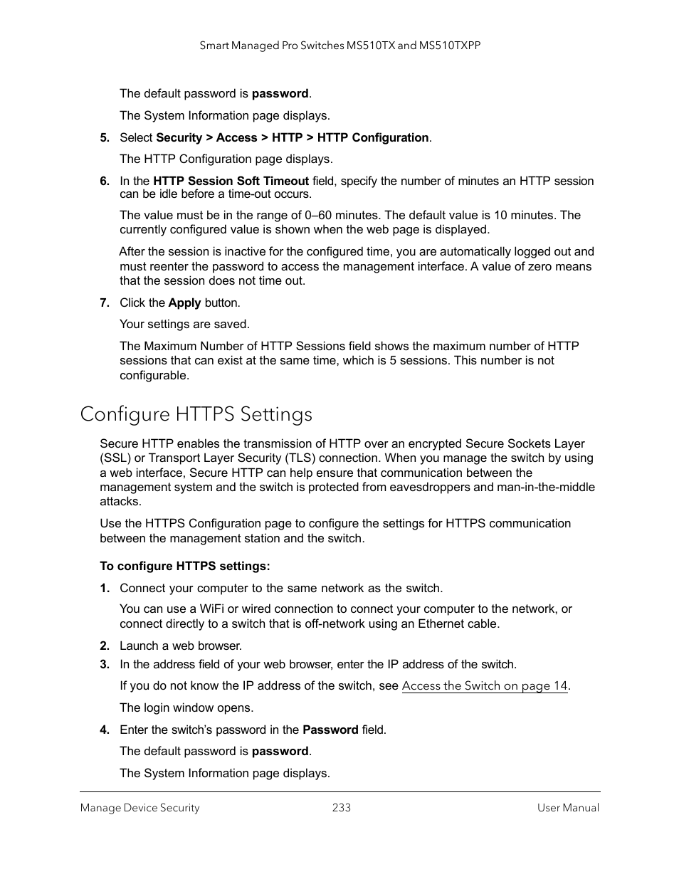 Configure https settings | NETGEAR MS510TXPP 8 Port Gigabit PoE Managed Switch User Manual | Page 233 / 355