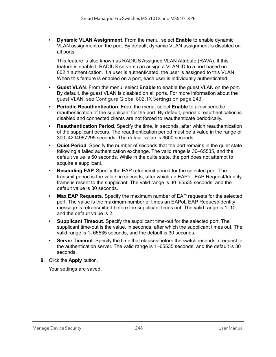 NETGEAR MS510TXPP 8 Port Gigabit PoE Managed Switch User Manual | Page 246 / 355