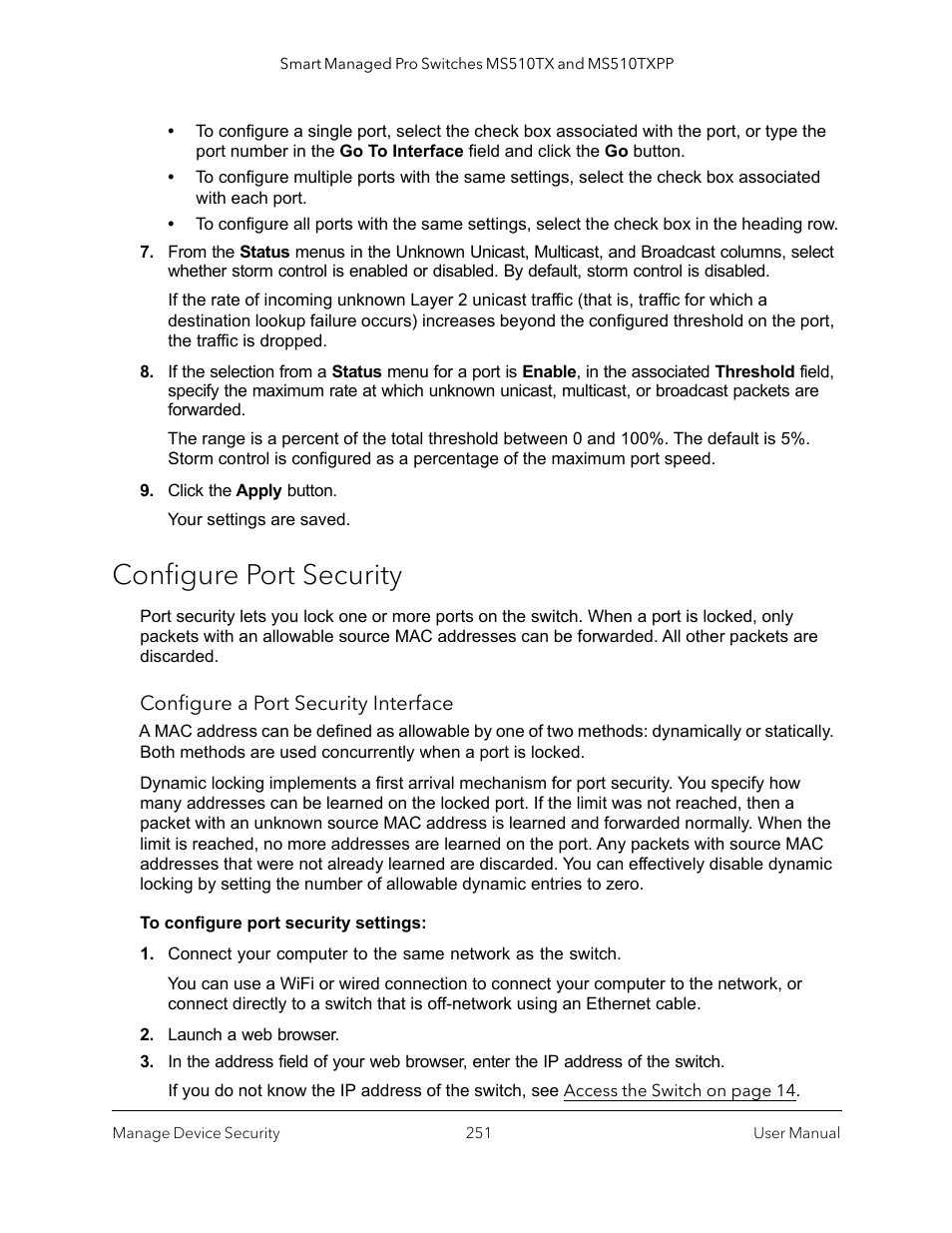 Configure port security | NETGEAR MS510TXPP 8 Port Gigabit PoE Managed Switch User Manual | Page 251 / 355