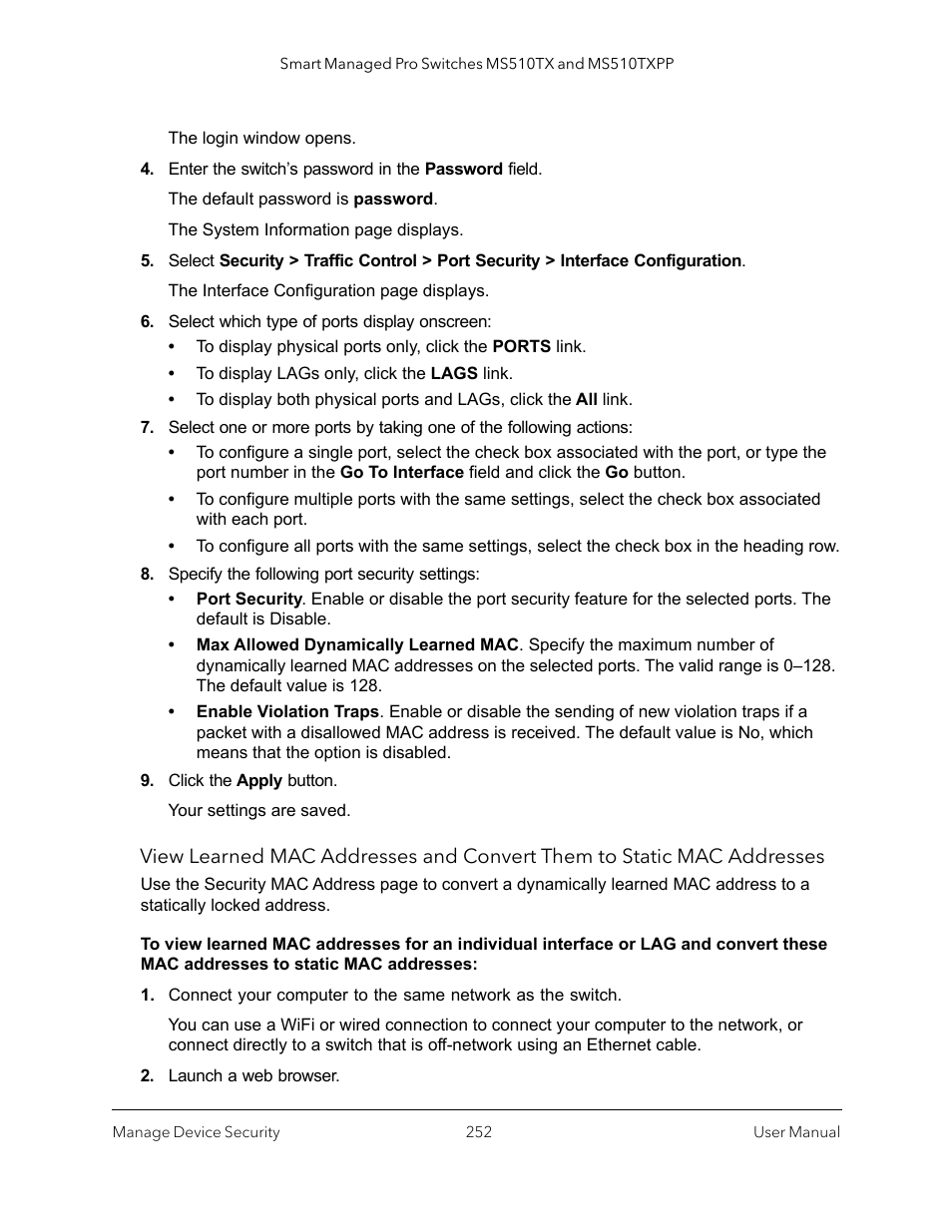 NETGEAR MS510TXPP 8 Port Gigabit PoE Managed Switch User Manual | Page 252 / 355