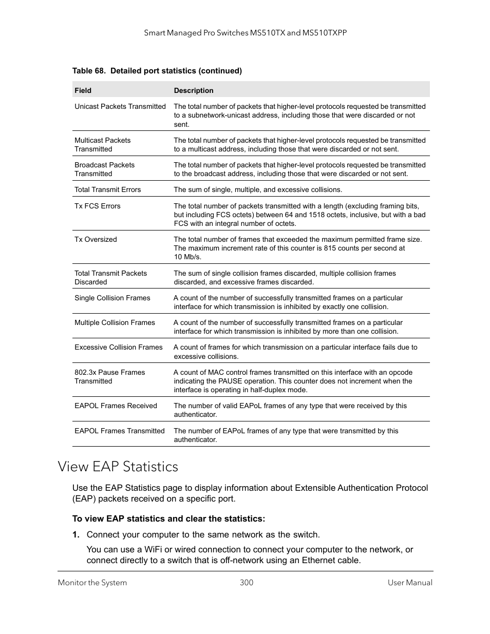 View eap statistics | NETGEAR MS510TXPP 8 Port Gigabit PoE Managed Switch User Manual | Page 300 / 355