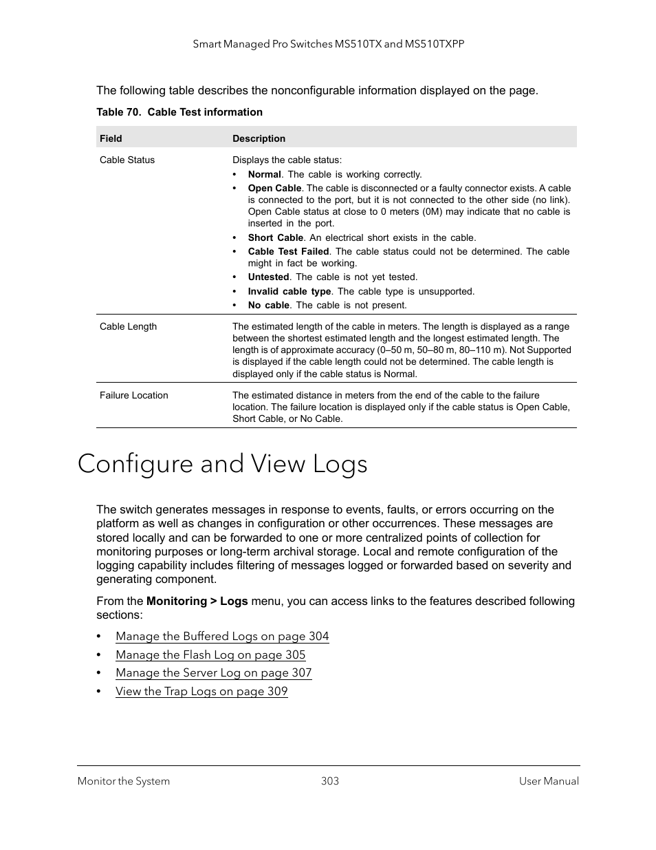 Configure and view logs | NETGEAR MS510TXPP 8 Port Gigabit PoE Managed Switch User Manual | Page 303 / 355