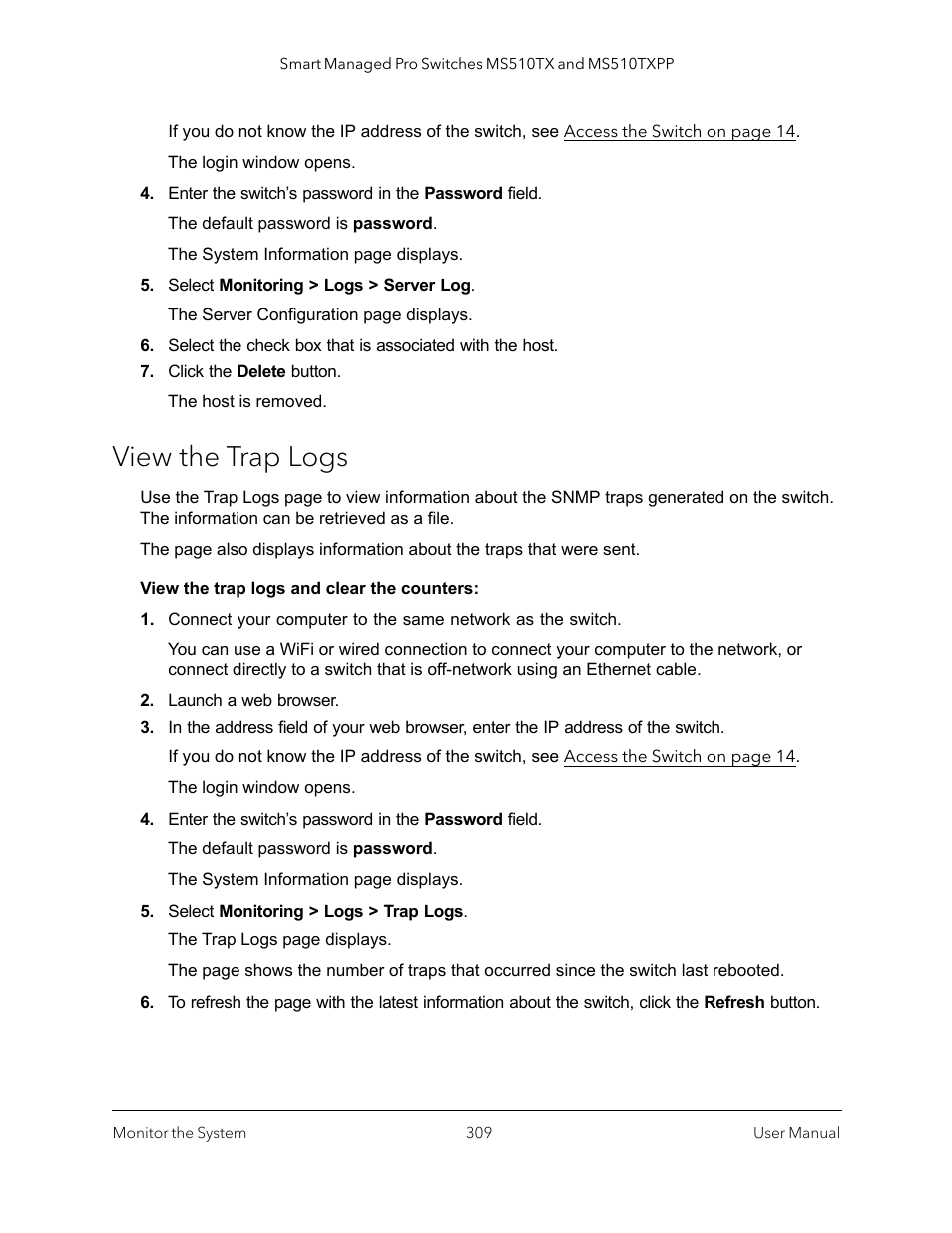 View the trap logs | NETGEAR MS510TXPP 8 Port Gigabit PoE Managed Switch User Manual | Page 309 / 355