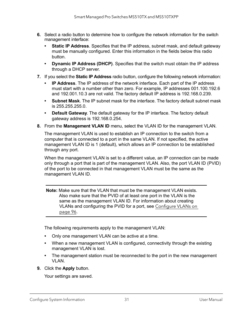 NETGEAR MS510TXPP 8 Port Gigabit PoE Managed Switch User Manual | Page 31 / 355