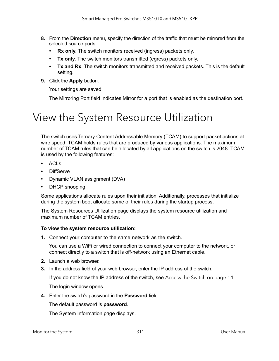 View the system resource utilization, View the system | NETGEAR MS510TXPP 8 Port Gigabit PoE Managed Switch User Manual | Page 311 / 355