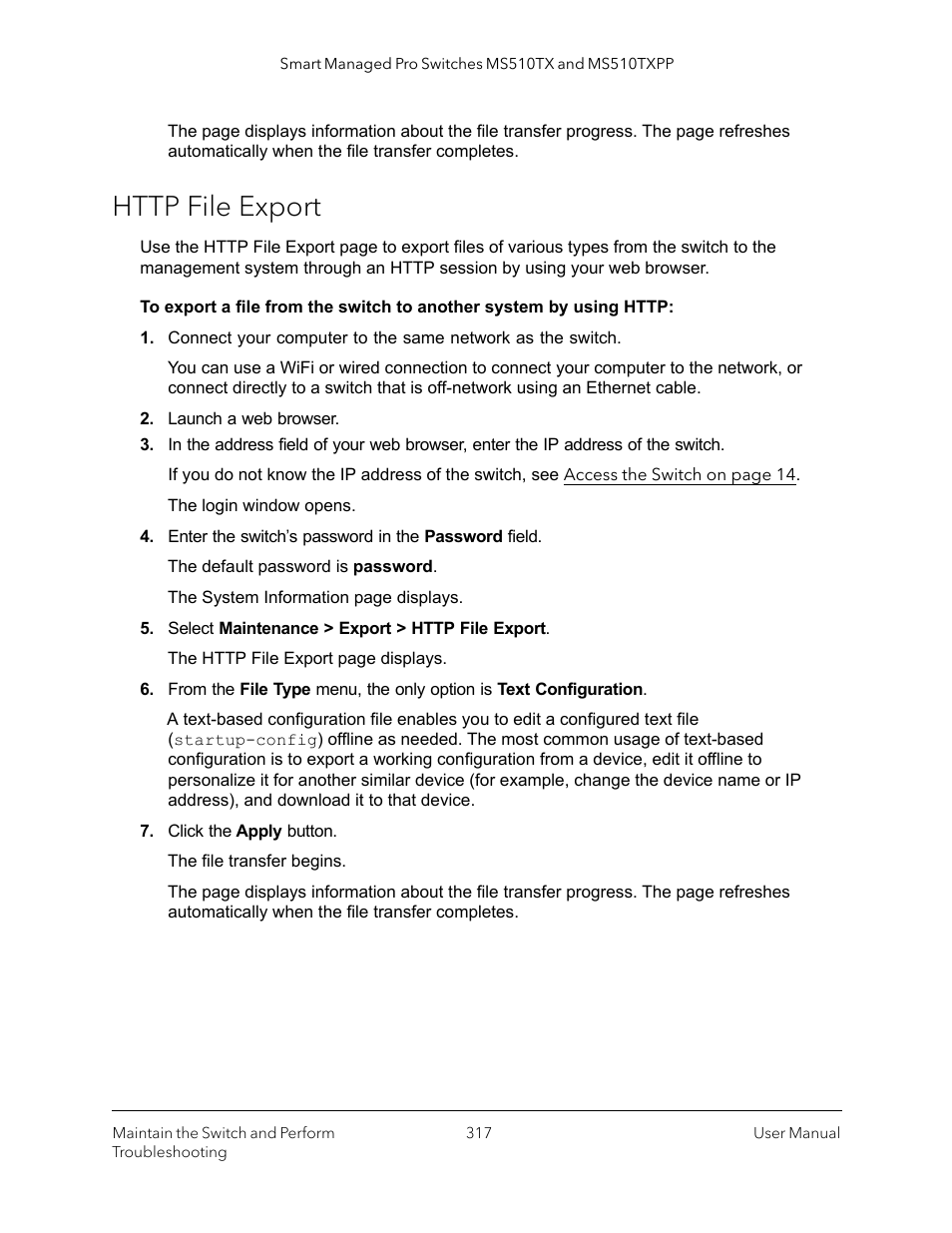 Http file export | NETGEAR MS510TXPP 8 Port Gigabit PoE Managed Switch User Manual | Page 317 / 355