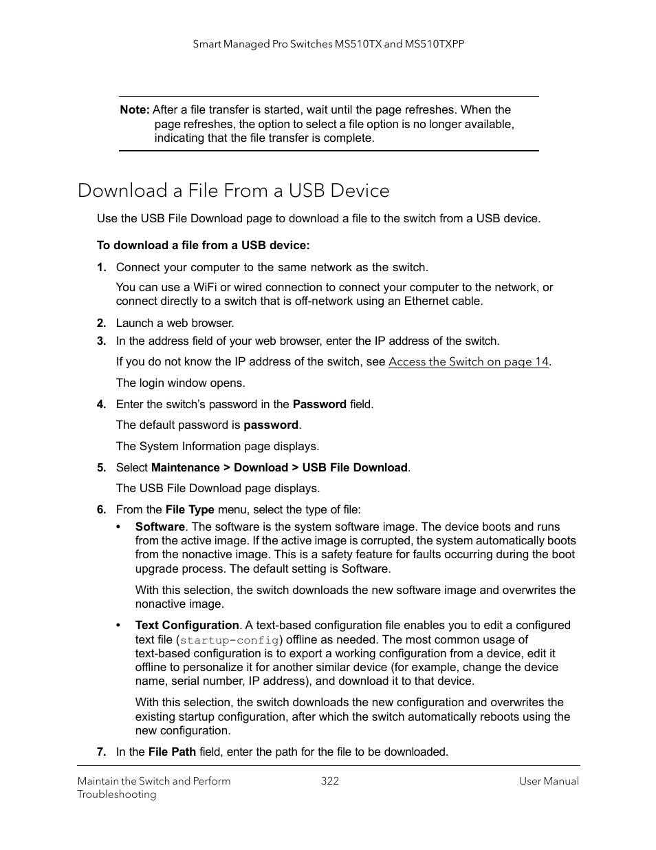 Download a file from a usb device | NETGEAR MS510TXPP 8 Port Gigabit PoE Managed Switch User Manual | Page 322 / 355